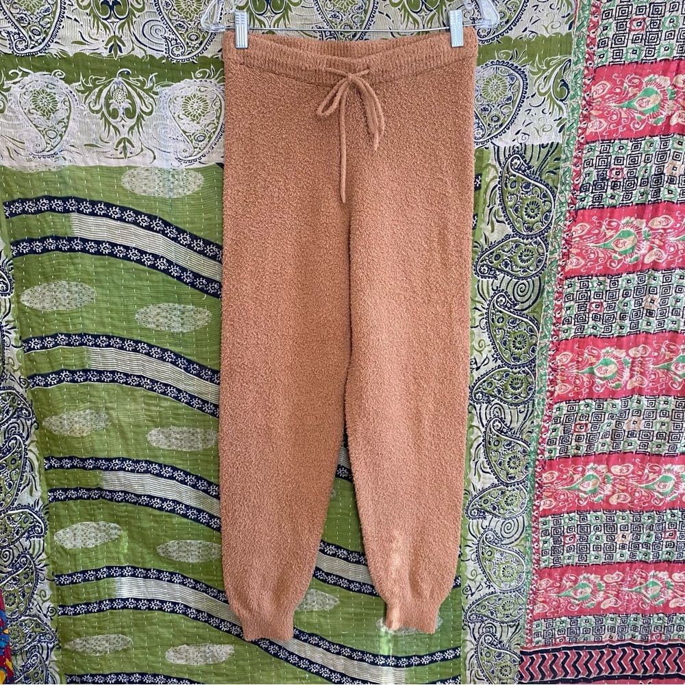 Reformation Monte Camel Plush Drawstring Chic Fuzzy Jogger Pants Size Medium - Picture 2 of 14